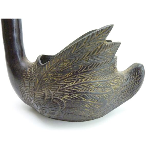 Vintage Metal Swan Planter Statue - Picture 5 of 7